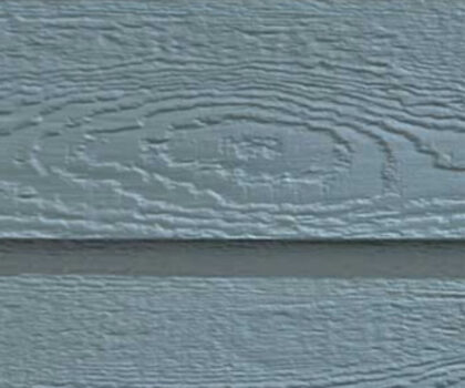 Closeup of blue Mountain Lake Diamond Kote siding