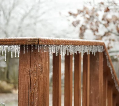 Deck Railing with Icicles dripping off