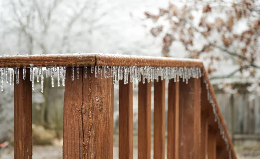 Deck Railing with Icicles dripping off