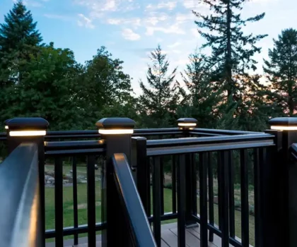 TimberTech Deck Railing with lighted post caps