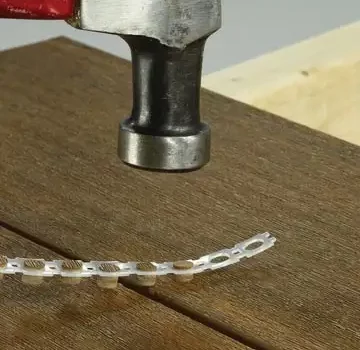 Installation of color matched Cortex fastener plugs with hammer