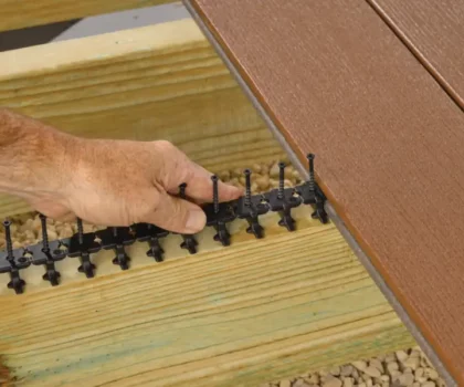 Installation of EdgeLoc fasteners for TimberTech