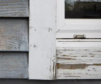 rotted wood trim on window