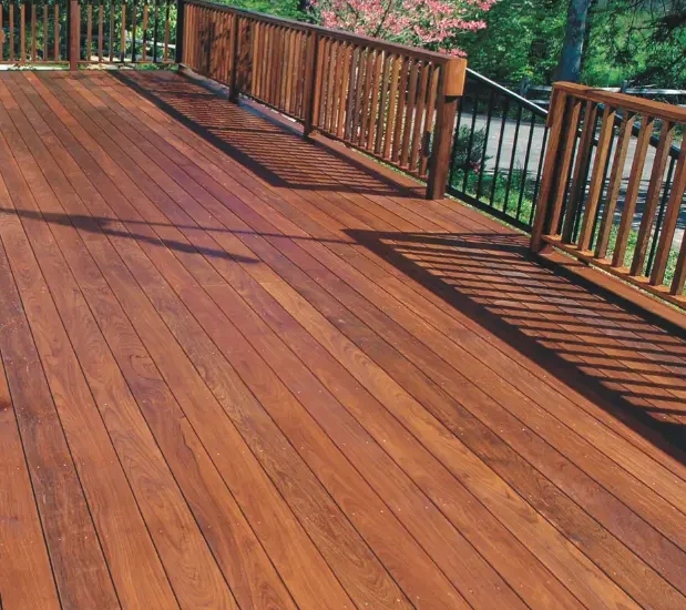 Rich brown ipe deck.
