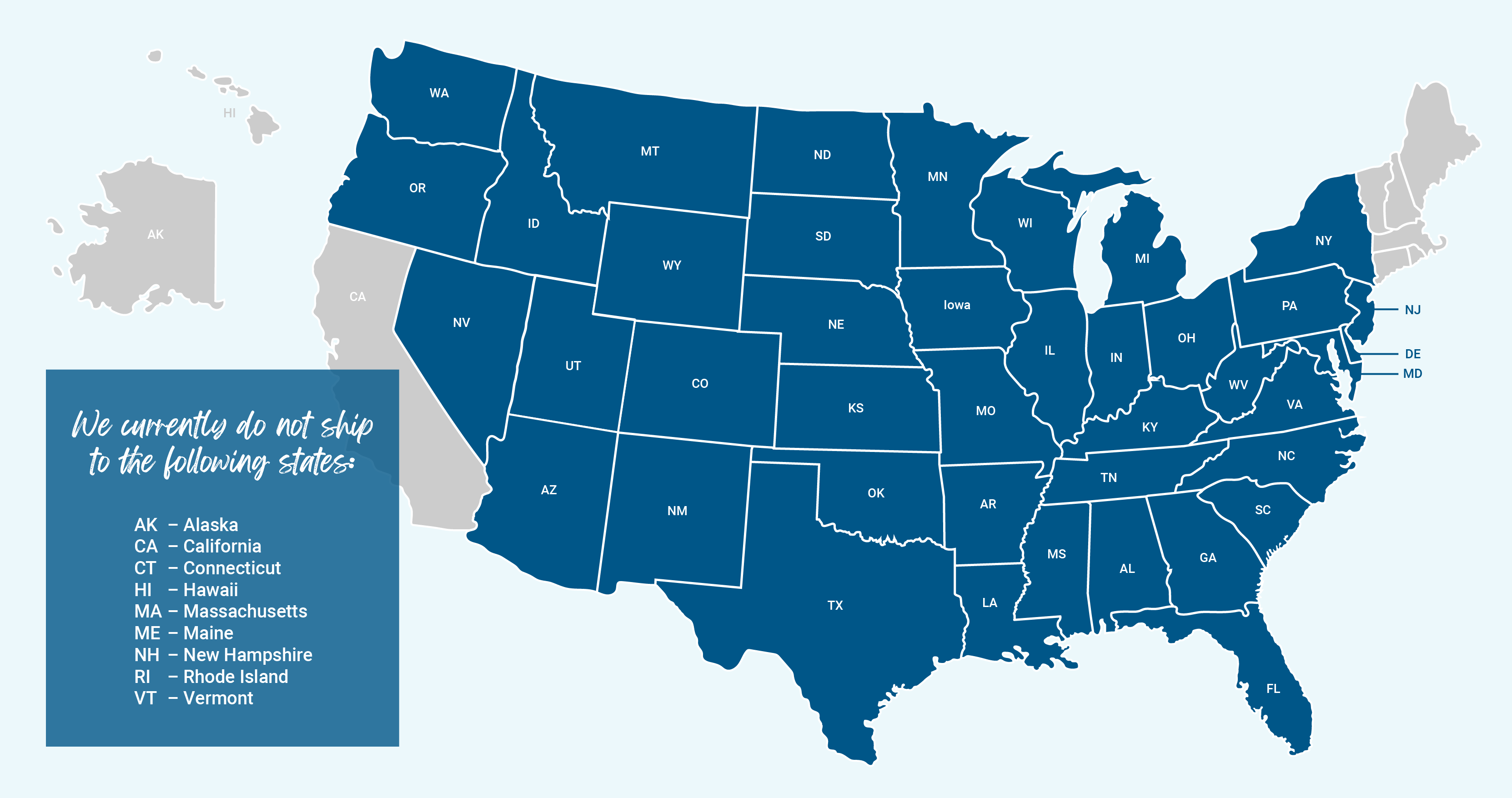 W71 Shipping Locations Map